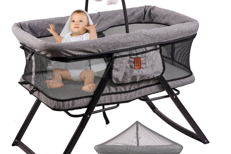 LULILO Otroška postelja potovalna zibelka + stajica za dojenčke, 2v1