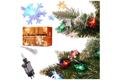 Lanț lumini LED - fulgi de nea, 10m 100LED - multicolor