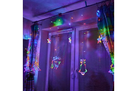 Φώτα κουρτίνας LED με βόρεια και αστέρια - 2,5μ, 138LED - πολύχρωμα