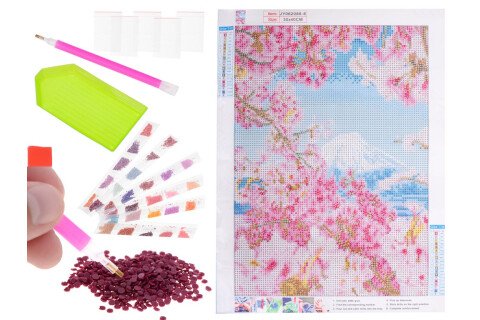 Gyémánt hímzőkészlet 5D, Cseresznyevirág