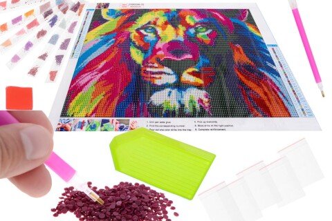 Diamant-Stickerei-Mosaik-Set, 5D, Muster Löwe