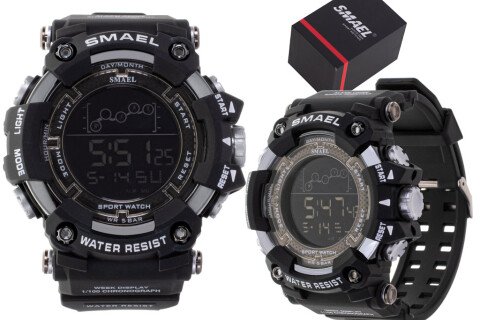 Moška vojaška ura nepremočljiva LED SMAEL, črna