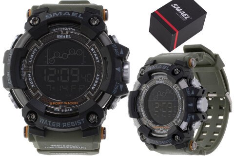 Férfi katonai karóra vízálló LED SMAEL, zöld