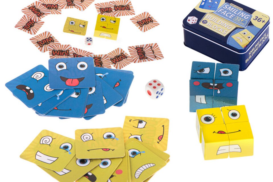 Ένα δημιουργικό παιχνίδι με πρόσωπα σε ένα κουτί