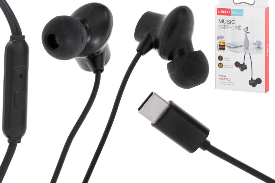 L-BRNO slušalke z mikrofonom, črne