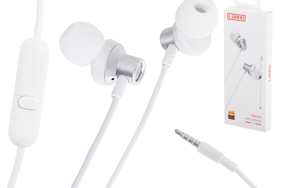 L-BRNO 3,5 mm slušalke, bele