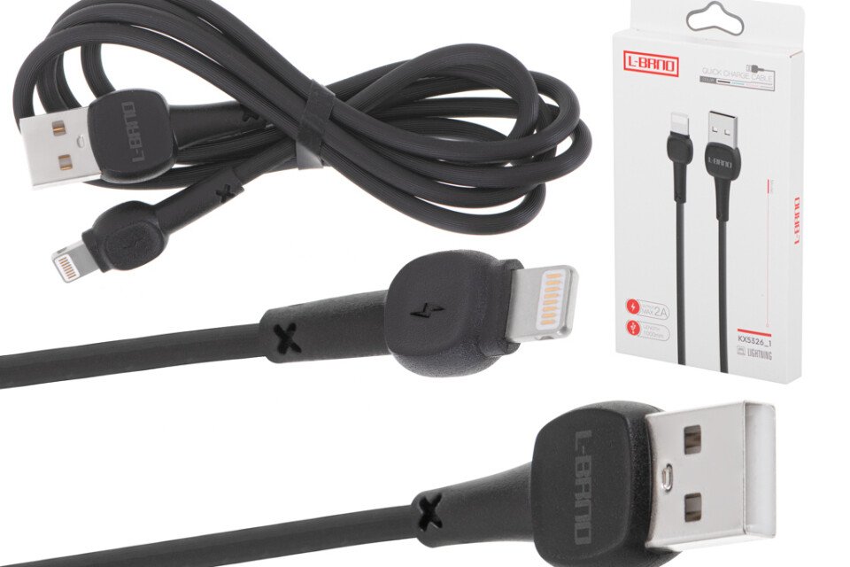 Lehký rychlonabíjecí kabel, černý