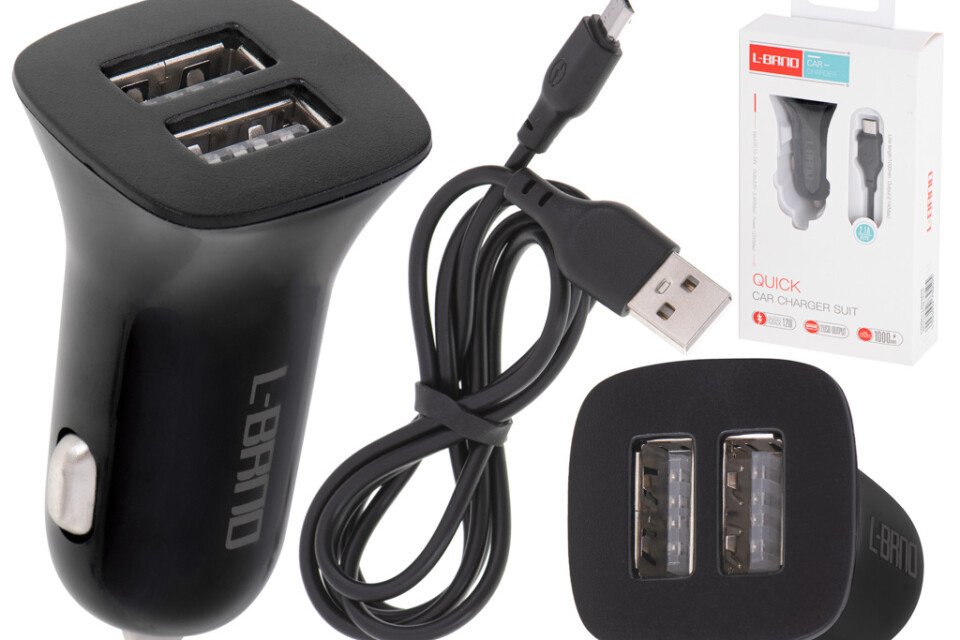 L-BRNO Duo USB + mikro autonabíječka, černá