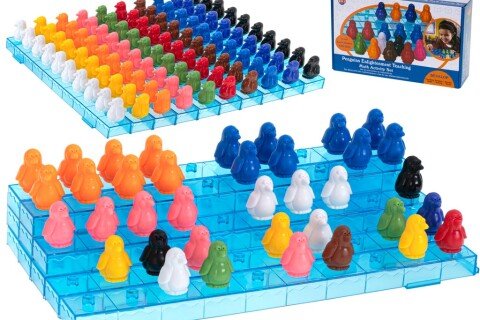 Gioco di puzzle per imparare la matematica, i colori, contare i pinguini