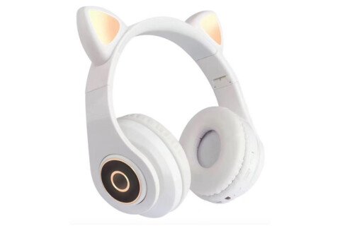 Bezdrátová Bluetooth sluchátka - kočičí uši, bílá