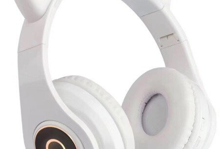 Bezdrátová Bluetooth sluchátka - kočičí uši, bílá