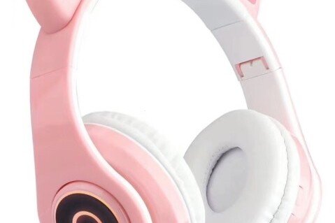 Bežične Bluetooth slušalice - mačje uši, roze