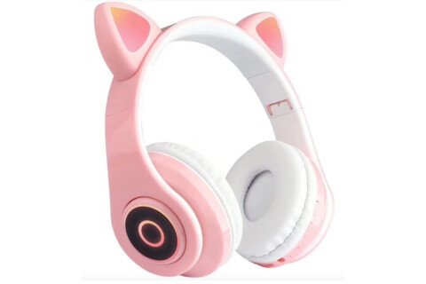 Bežične Bluetooth slušalice - mačje uši, roze