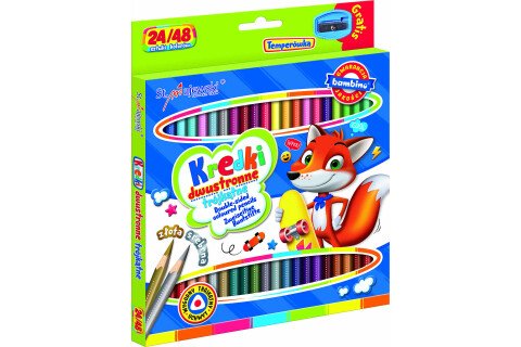 BAMBINO Τριγωνικά σχολικά μπογιές διπλής όψεως - 24/48 χρώματα + ξύστρα