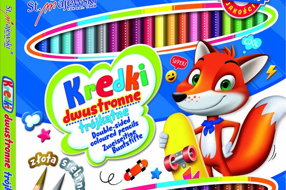 BAMBINO Τριγωνικά σχολικά μπογιές διπλής όψεως - 24/48 χρώματα + ξύστρα