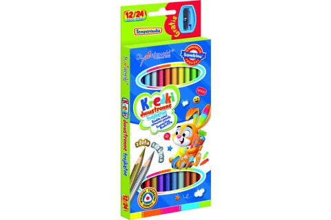 BAMBINO trójkątne dwustronne kredki szkolne - 12/24 kolorów + temperówka