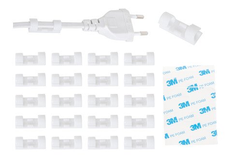 Organizator držalo za kable samolepilno silikonsko belo - 20kos