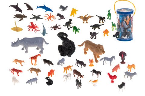 Figurki zwierząt morskich, dzikich farm, dinozaurów zestaw mix 48 sztuk