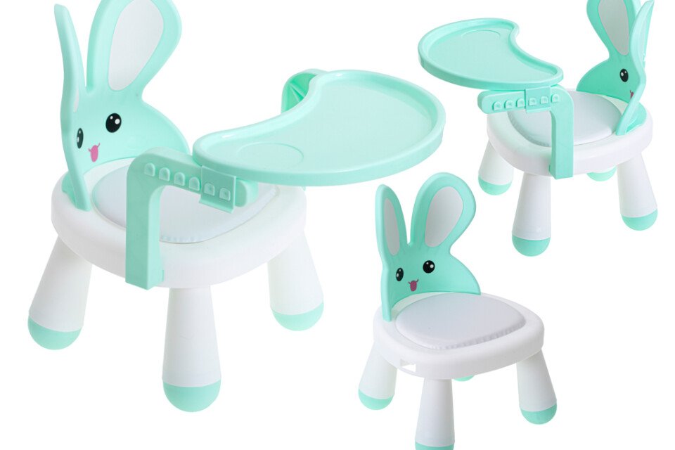 Szék és asztal etetéshez és játékhoz, menta színű