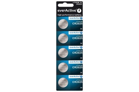 Pretisni omot litijeve baterije everActive CR2025 - 5 kosov
