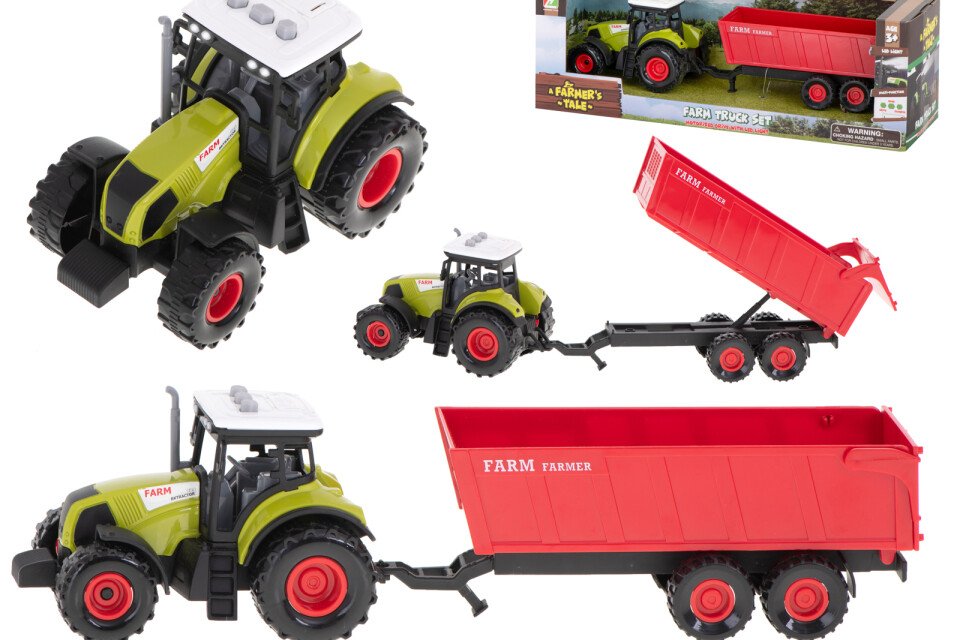 Traktor-Landwirtschaftsfahrzeug mit LED-Anhänger + Soundeffekten
