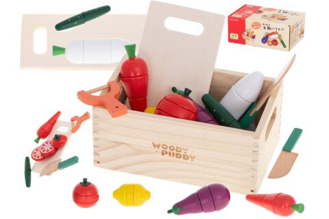 Verdure in legno da tagliare con una calamita in una scatola + accessori