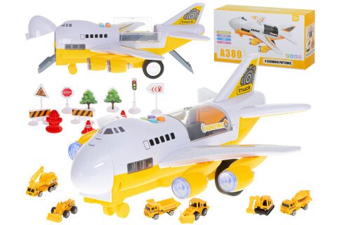 Avion de transport + 6 mașini + vehicule de construcții