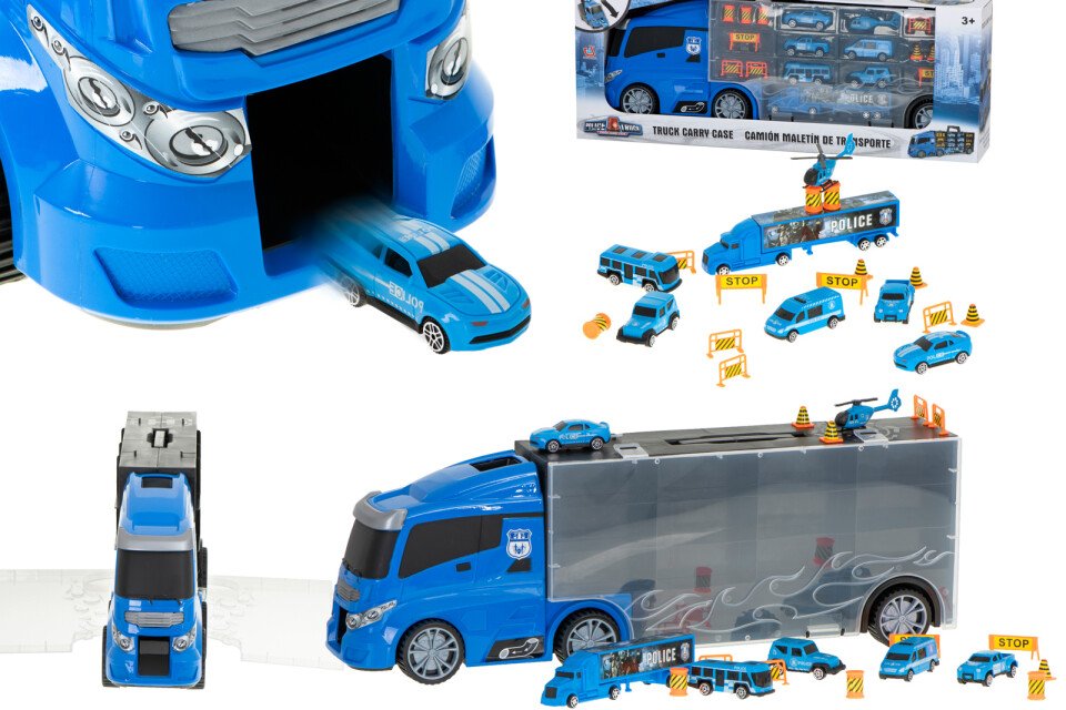 Transportér + odpalovací zařízení v kufru + 7 policejních aut