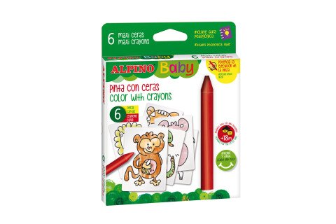 ALPINO BABY - voštane bojice u 6 boja + karte džungle