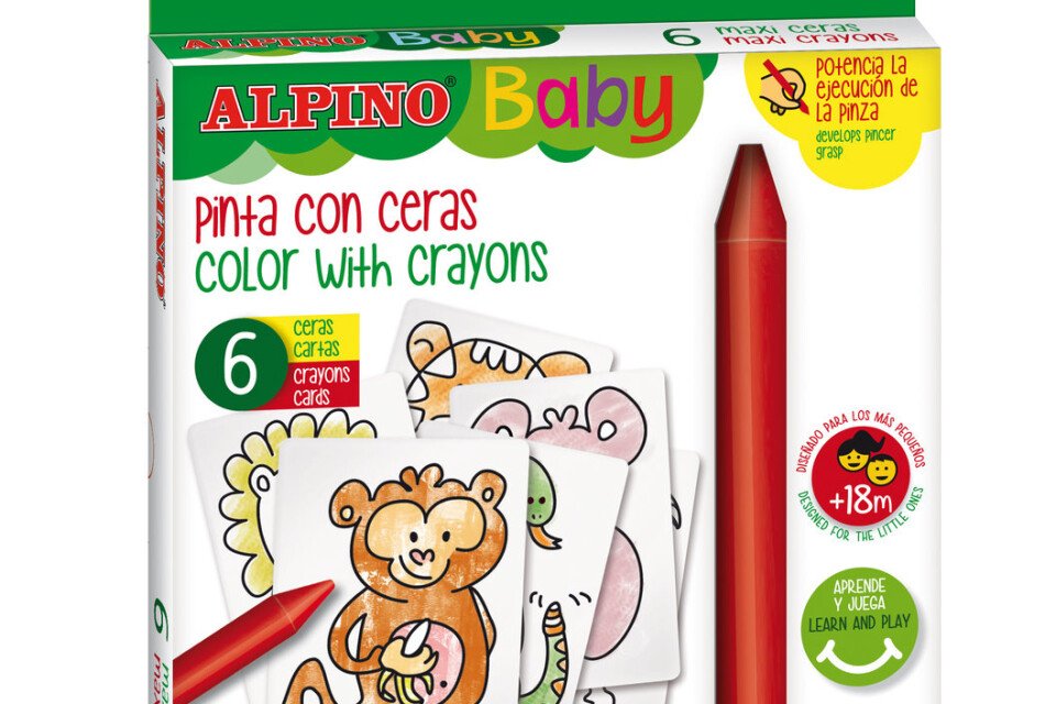 ALPINO BABY - voštane bojice u 6 boja + karte džungle