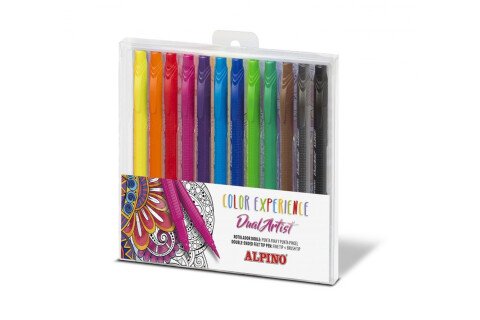 Pennarelli triangolari bifacciali ALPINO, 12 colori