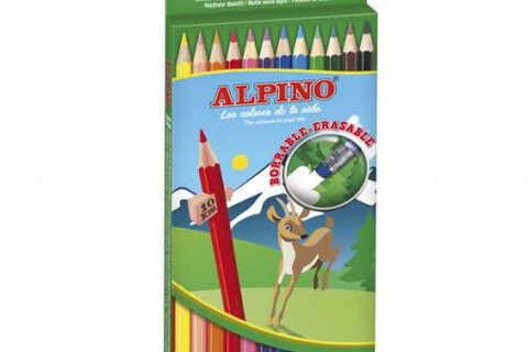 ALPINO - Buntstifte mit Radiergummi, 12 Farben