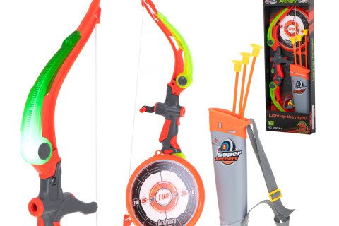 Bogen mit Pfeilen und Zielschießset