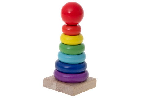 Piramis - szivárványos fatorony, 13 cm