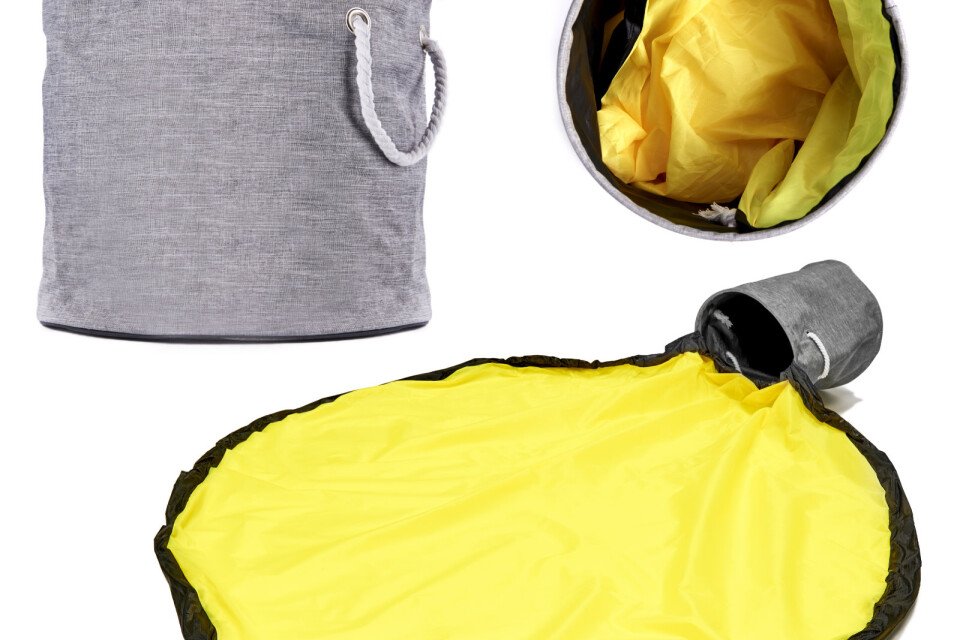 Spielzeugbehälter-Organizer - 2in1, grau-gelb