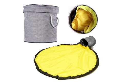 Spielzeugbehälter-Organizer - 2in1, grau-gelb