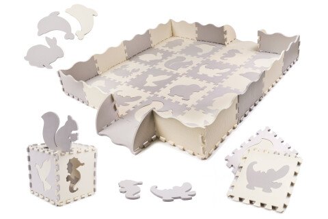 Tappetino in schiuma per puzzle / supporto per bambini 36 pezzi. grigio-ecru