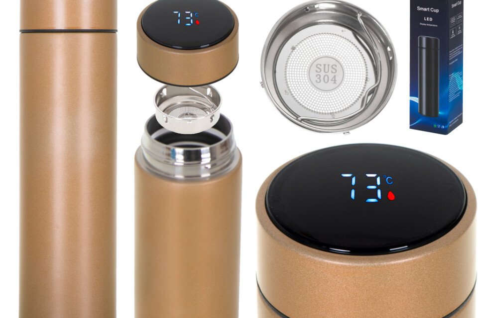 Termo skodelica - smart LED 500ml, zlata