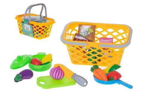 Cestino spesa + frutta e verdura da tagliare, 18 pezzi