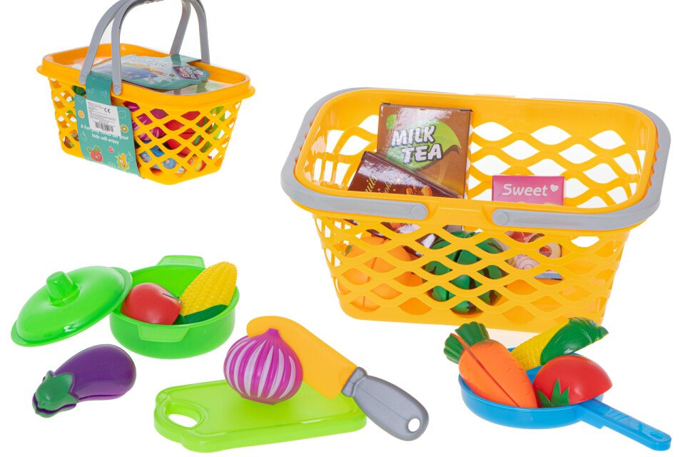 Cestino spesa + frutta e verdura da tagliare, 18 pezzi