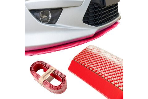 Első lökhárító burkolat univerzális légterelő karbon - 2,5 m, piros