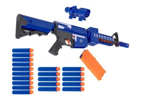 Pfeilpistole mit Schaumstofftrommel + Magazin + 20 Pfeilen