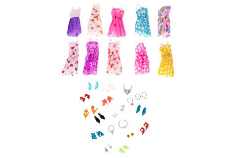 Ruhák babákhoz + kiegészítő készlet, 43 db