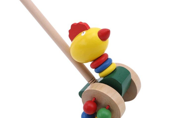 Drewniany popychacz na patyku, kogut
