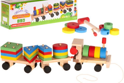 Ξύλινο παζλ τρένου - ατμομηχανή + βαγόνια