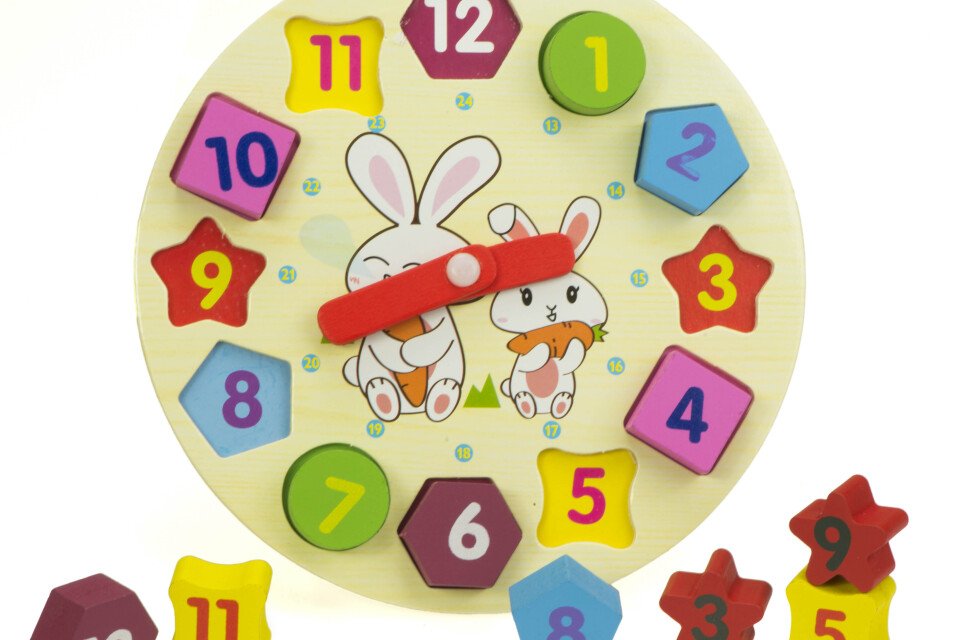 Edukativni drveni sat sorter 18cm + kocke