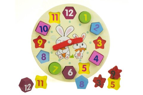 Edukativni drveni sat sorter 18cm + kocke