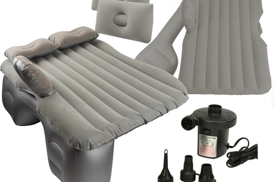 Felfújható autós ágymatrac + pumpa, szürke
