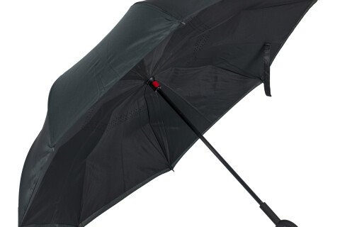 Dáždnik s reverzným otváraním - skladací, čierny