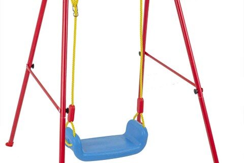 Leagăn + coș pentru joc + minge - pe cadru metalic